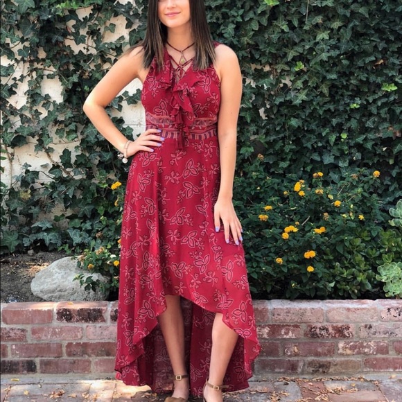 Willow & Clay paisley high low lace up front dress - Picture 3 of 5